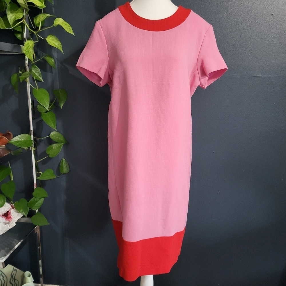Pink Tartan Wool 60's Style Sheath Dress Size 10